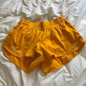yellow lululemon hotty hot shorts